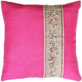Набір для вишивання подушки Рожева стрічка 40х40 см + зворотня сторона для подушки ( комплект )