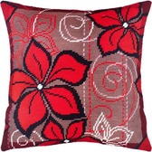 Набір для вишивання подушки Червоні квіти 40×40 см (страмін) напівхрест, лицьова сторона