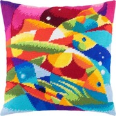 Набір для вишивання подушки Абстракція «Риби» 40х40 см (страмін) напівхрест, лицьова сторона