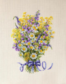 Набір для вишивання хрестиком Літні квіти 40 х 35 см Мережка ( Україна ) К-72