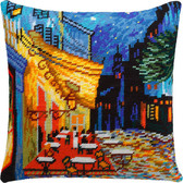 Набір для вишивання подушки Нічна тераса кафе, В. ван Гог 40×40 см (страмін) напівхрест, лицьова сторона