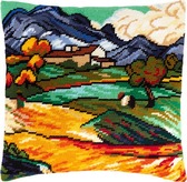 Набір для вишивання подушки Гора Госсьє та ферма Сен-Поль, Ван Гог. 40×40 см (страмін) напівхрест, лицьова сторона