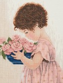 Набір для вишивання хрестиком Дівчинка з квітами (28 х 36см)