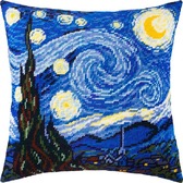 Набір для вишивання подушки Зіркова ніч, В. ван Гог 40×40 см (страмін) напівхрест, лицьова сторона
