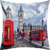 Набір для вишивання подушки Лондон 40×40 см (страмін) напівхрест, лицьова сторона
