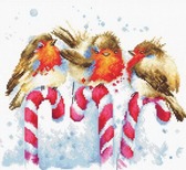 Набір для вишивання хрестиком Різдвяні птахи 23,5 x 20,5 см ( канва Aida 16 ) часткова вишивка