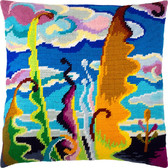 Набір для вишивання подушки Абстракція (небо) 40×40 см (страмін) напівхрест, лицьова сторона