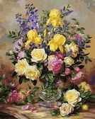 Картина по номерам Жовті іриси та троянди, 40х50 см