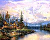 Картина по номерам Будинок біля гірського озера, 40х50см