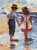 Первая любовь 40x30 см, (на подрамнике) квадратные камни, полная