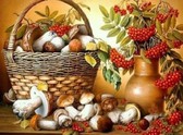 Алмазная вышивка на подрамнике Осенний натюрморт 40x50 см, (на подрамнике) круглые камни, полная