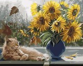 Алмазная вышивка на подрамнике Частичка солнца 40x50 см, (на подрамнике) круглые камни, полная