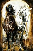 Алмазна вишивка Пара прекрасних коней. Художник Elise Genest 60x90 см, квадратне каміння, повна