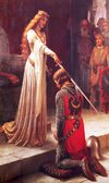 Алмазна вишивка Любов лицаря. У її ног.... Художник Edmund Blair Leighton 30x50 см, квадратне каміння, повна