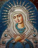 Алмазна вишивка ікона Богородиця Розчулення 40x50 см, квадратне каміння, повна Чарівний діамант ( Україна ) КДИ-0528