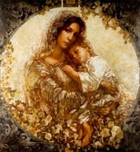 Алмазна вишивка Мадонна з дитиною 50x50 см, квадратне каміння, повна Чарівний діамант ( Україна ) КДИ-0236