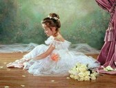 Алмазная вышивка на подрамнике Маленькая балерина 40x50 см, (на подрамнике) круглые камни, полная