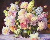 Алмазная вышивка на подрамнике Аромат пионов 40x50 см, (на подрамнике) круглые камни, полная