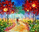 Алмазная вышивка на подрамнике Весенняя прогулка 40x50 см, (на подрамнике) круглые камни, полная