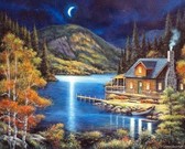 Алмазная вышивка на подрамнике Месяц на небе 40x50 см, (на подрамнике) круглые камни, полная
