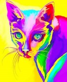 Алмазная вышивка на подрамнике Радужная киса 40x50 см, (на подрамнике) круглые камни, полная