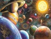 Алмазная вышивка на подрамнике Солнечная галактика 40x50 см, (на подрамнике) круглые камни, полная