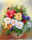 Алмазная вышивка на подрамнике Букет из моего детства 40x50 см, (на подрамнике) круглые камни, полная