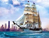 Алмазная вышивка на подрамнике К родному берегу 40x50 см, (на подрамнике) круглые камни, полная
