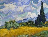 Алмазная вышивка на подрамнике Поле с кипарисами 40x50 см, (на подрамнике) круглые камни, полная