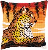 Набір для вишивання подушки Леопард 40х40 см,  (страмін) лицьова сторона, повний хрест