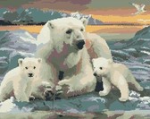 Алмазная вышивка на подрамнике Белая медведица 40x50 см, (на подрамнике) круглые камни, полная
