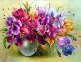 Алмазная вышивка на подрамнике Ирисы 40x50 см, (на подрамнике с принт.рамка) круглые камни, полная