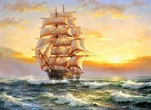 Алмазная вышивка на подрамнике Золотые паруса 40x50 см, (на подрамнике) круглые камни, полная