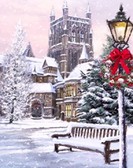 Алмазная вышивка на подрамнике Зимний фонарь 40x50 см, (на подрамнике) круглые камни, полная