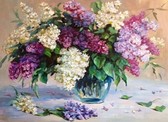 Алмазная вышивка на подрамнике Душистая сирень 40x50 см, (на подрамнике) круглые камни, полная