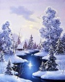 Алмазная вышивка на подрамнике Рождественская сказка 40x50 см, (на подрамнике) круглые камни, полная