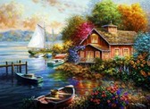 Алмазная вышивка на подрамнике Тишина вокруг 40x50 см, (на подрамнике) круглые камни, полная