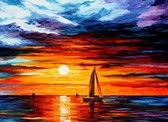 Алмазная вышивка на подрамнике Морской закат 40x50 см, (на подрамнике) круглые камни, полная