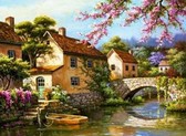 Алмазная вышивка на подрамнике Красивое поместье 40x50 см, (на подрамнике) круглые камни, полная