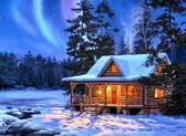 Алмазная вышивка на подрамнике Северное сияние 40x50 см, (на подрамнике) круглые камни, полная