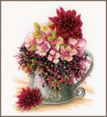 Набір для вишивання хрестиком Букет квітів 19х24 см ( 100% льон ) часткова