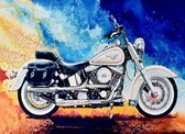 Алмазная вышивка на подрамнике Скоростной мотоцикл 40x50 см, (на подрамнике) круглые камни, полная