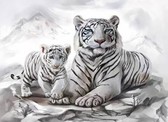 Алмазная вышивка на подрамнике Бенгальские тигры 40x50 см, (на подрамнике) круглые камни, полная