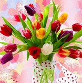 Алмазная вышивка на подрамнике Весенний букет 30х30 см, ( на подрамнике ) круглые камни, полная