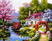 Картина по номерам Будиночок біля квітучого саду, 40х50см Babylon Turbo ( Бебілон ) VP1306