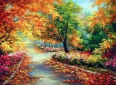Алмазная вышивка на подрамнике Багряные клены 40x50 см, (на подрамнике) круглые камни, полная