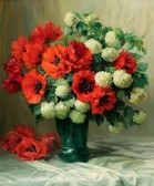 Алмазная вышивка на подрамнике Букет с маками 40x50 см, (на подрамнике) круглые камни, полная