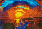 Алмазная вышивка на подрамнике Яркий вихрь на закате 40x50 см, (на подрамнике) круглые камни, полная
