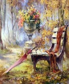 Алмазная вышивка на подрамнике Осенняя поэзия 40x50 см, (на подрамнике) круглые камни, полная