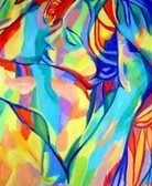 Алмазная вышивка на подрамнике Объятия абстракция 40x50 см, (на подрамнике) круглые камни, полная